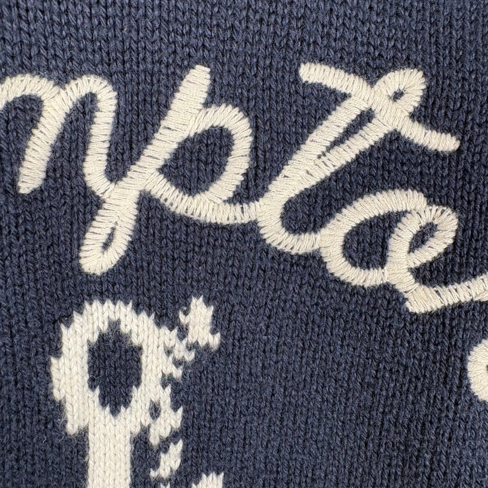 Rare Abercrombie & Fitch Hamptons NY Anchor Embroidery Crewneck Sweater Navy M - Picture 4 of 8